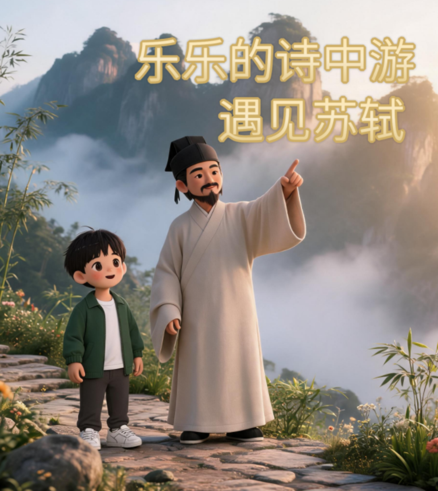 乐乐的诗中游：遇见苏轼 - AI绘本制作案例展示