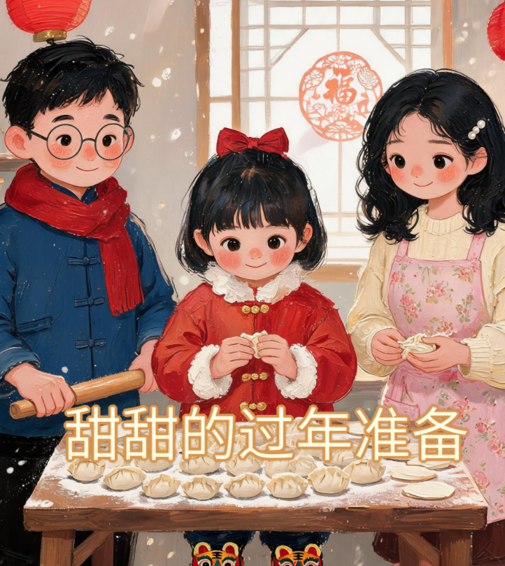 甜甜的过年准备 - AI绘本制作案例展示